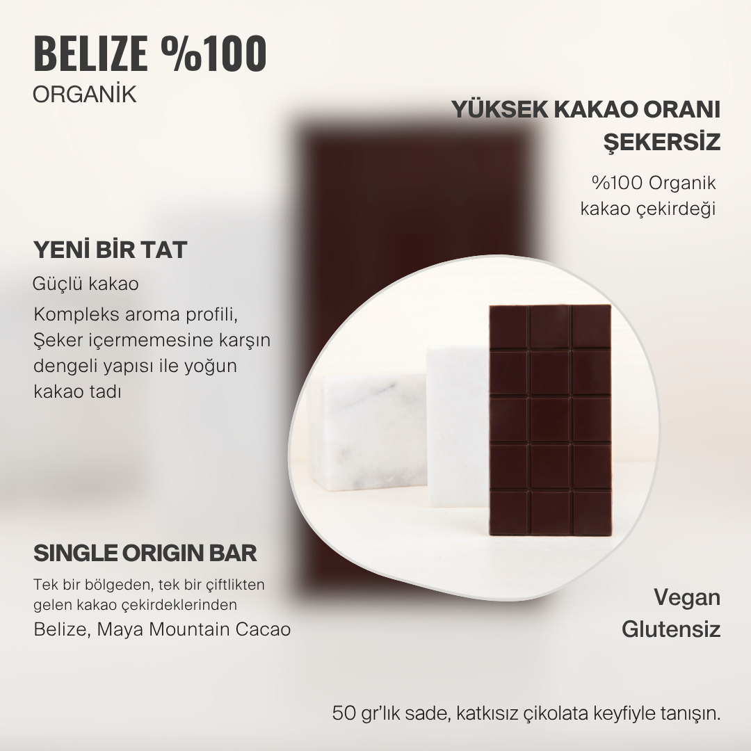 BELIZE 100% Organik Çikolata (Dark Chocolate)